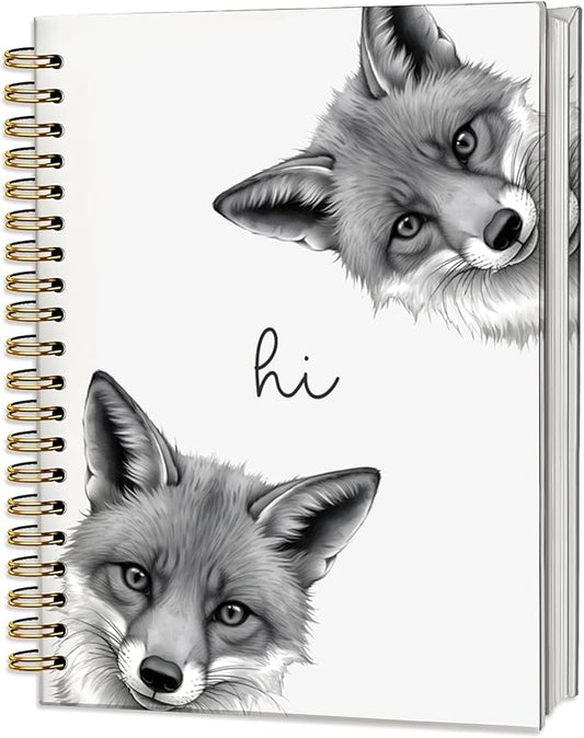 Fox Notebook Journal,Cute Animal Notebook Journal for School Women Teen Girls Kids,Gifts for Fox Lovers,Fox Gifts,Hardcover Spiral Notebooks for Work Notes Journaling,5.5x8.3 Inch