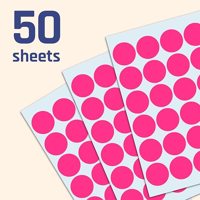 1200 Pack, 1" Round Dot Stickers Circle Labels - Pink