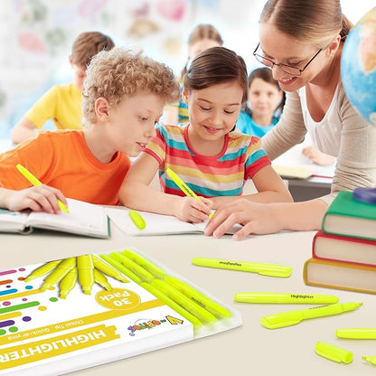 V-Opitos 30 Pack Yellow Highlighters, No Bleed Bright Highlighters with Soft Chisel Tips, Ideal for Office and School Supplies