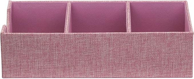 Household Essentials 3-Compartment Drawer Organizers, Pack of 2, Carnation
