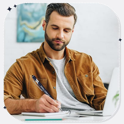 Zonon 12 Pcs Inspirational Pens Bulk Funny Ballpoint Pen with Stylus Tip Motivational Gifts for Christmas Teacher Coworkers Nurse School Office Supplies(Navy,Motivational Style)