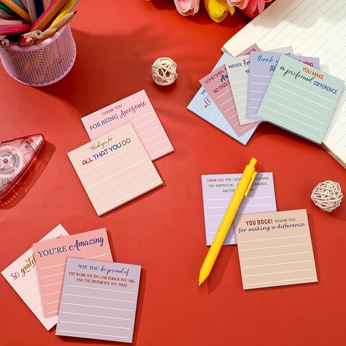 Yinder 24 Pcs Employee Appreciation Sticky Notes Xmas Gift Bulk Motivation Note Pads Mini Inspirational Note Gift for Teacher Nurse Staff Coworker Office Supply 3 x 3'' (Appreciation,Aesthetics)