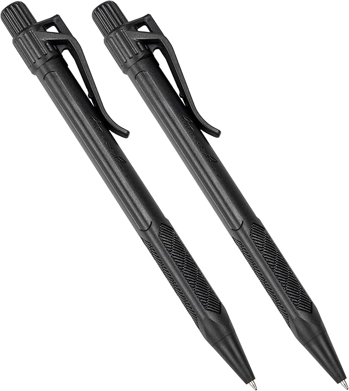 Rite in the Rain Weatherproof Durable Black Plastic Clicker Pen, Black Ink, 2 Pack (No. BK11-2)