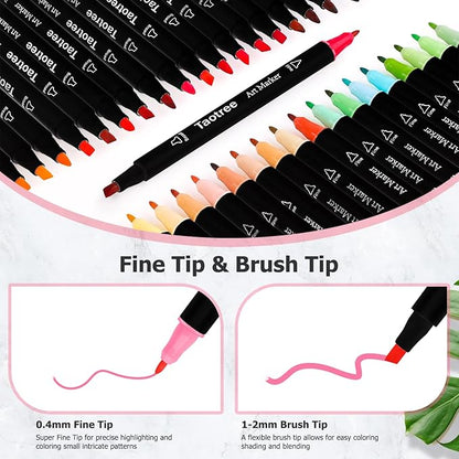 Taotree Alcohol Markers, 101 Colors Dual Tips Art Markers Pens Set, Chisel & Fine Sketch Pens, Art Supplies Kit for Artist Kids Adult Coloring Books Color, Painting, Drawing, Blending and Sketching