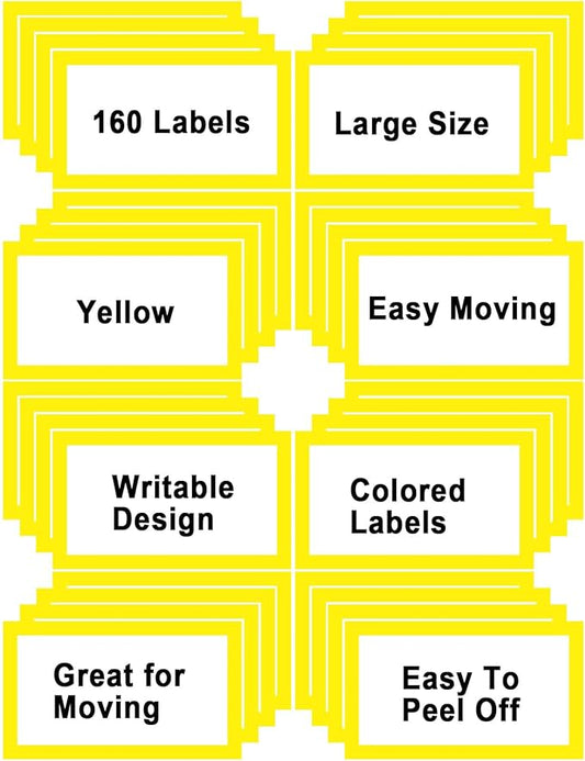 6 x 4 inch Large Moving Labels for Boxes, Blank Moving Boxes Labels Stickers, 160pcs 8 Color Coded Moving Stickers Packing Labels Stickers for Home Organization Projects, Kitchen, Storage Bins, Yellow