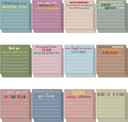 Yinder 24 Pcs Inspirational Sticky Notes Christmas Stocking Stuffers Motivational Sticky Notes Pad Employee Appreciation Gift Bulk for Teacher Nurse Coworker Office 3 x 3'' (Thank You,Morandi)