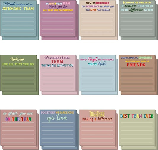 Yinder 24 Pcs Inspirational Sticky Notes Christmas Stocking Stuffers Motivational Sticky Notes Pad Employee Appreciation Gift Bulk for Teacher Nurse Coworker Office 3 x 3'' (Thank You,Morandi)