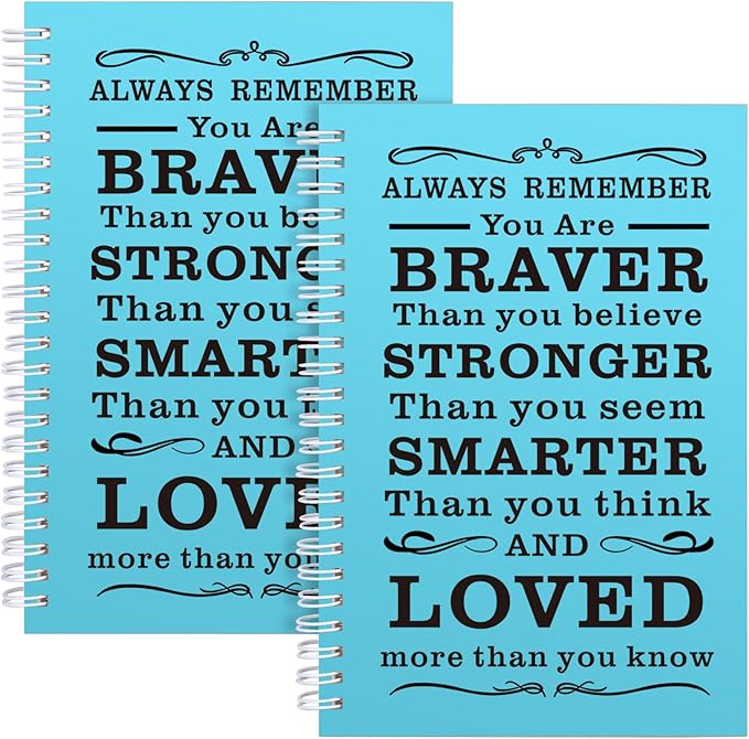 2 Pcs A5 Spiral Notebook,Inspirational Journal,Motivational Journal for Women Men,100 Pages Lined Spiral Journal Notebook College Ruled Daily Diary for School,Travel,Business,Work (Always-Light Blue)
