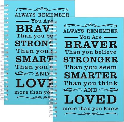 2 Pcs A5 Spiral Notebook,Inspirational Journal,Motivational Journal for Women Men,100 Pages Lined Spiral Journal Notebook College Ruled Daily Diary for School,Travel,Business,Work (Always-Light Blue)
