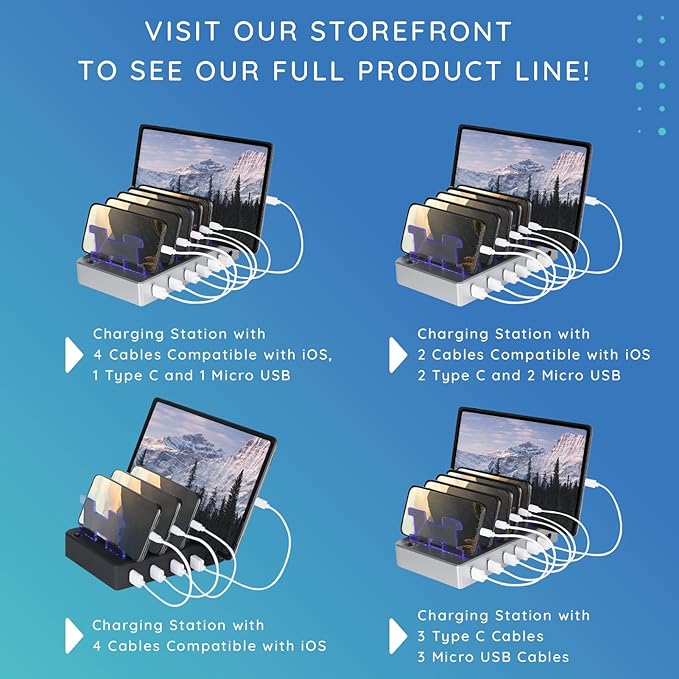 Charging Station for Multiple Devices – 6-Port USB Charging Dock for Apple & Android – Fast Multi-Charger Organizer for Phones, Tablets & More (Pink)