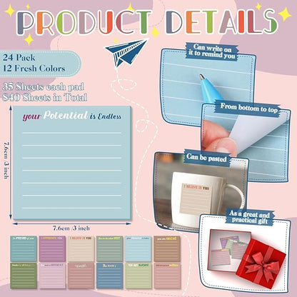 Yinder 12 Pcs Employee Appreciation Sticky Notes Xmas Gift Bulk Motivation Note Pads Mini Inspirational Note Gift for Teacher Nurse Staff Coworker Office Supply 3 x 3'' (Appreciation,Neutral Color)