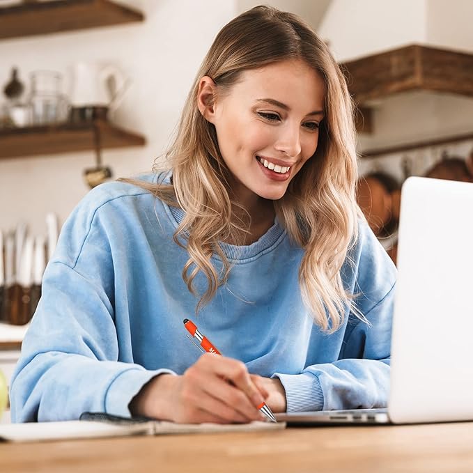 Zonon 12 Pcs Inspirational Pens Bulk Funny Ballpoint Pen with Stylus Tip Motivational Gifts for Christmas Teacher Coworkers Nurse School Office Supplies(Rainbow Colors,Classic Style)