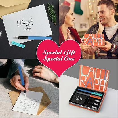 GC QUILL Calligraphy Fountain Pen Set - 5 Different Nibs and 18 Ink Cartridges, Calligraphy Set for Beginners - MU-20