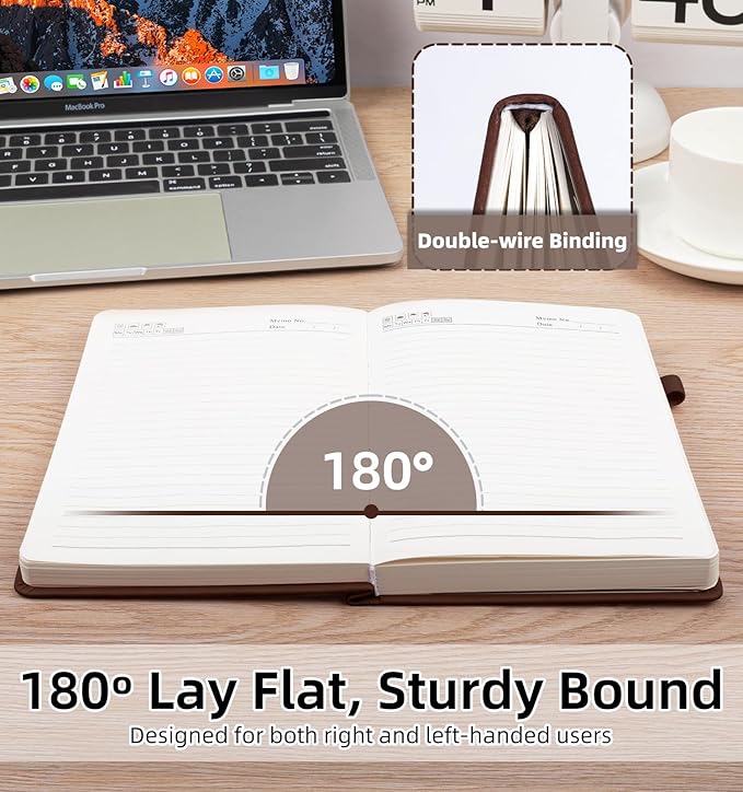 Lined Journal Notebook 365 Pages, A5 Leather Journals for Writing Women & Men, Hardcover Notebook with 100GSM Thick Paper, Daily Journal Notebook for Travel, Work, School, Note Taking, College Ruled