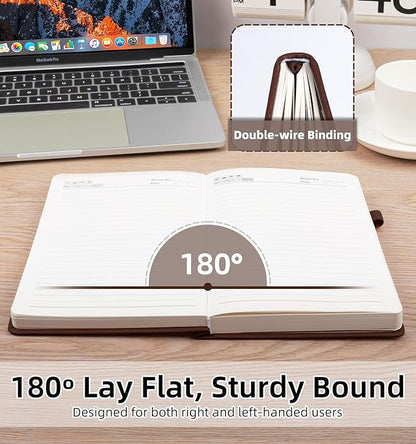 Lined Journal Notebook 365 Pages, A5 Leather Journals for Writing Women & Men, Hardcover Notebook with 100GSM Thick Paper, Daily Journal Notebook for Travel, Work, School, Note Taking, College Ruled