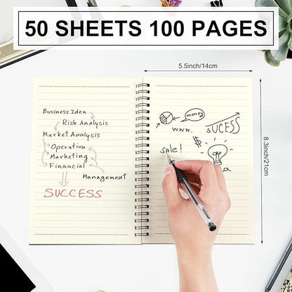 Yahenda Spiral Notebook Bulk A5 Journal Lined 8.3'' x 5.5'' Writing Composition Paper Small Notepad Subject Notebook for Students Office Business Back to School Supplies(Black Color,18 Pcs)