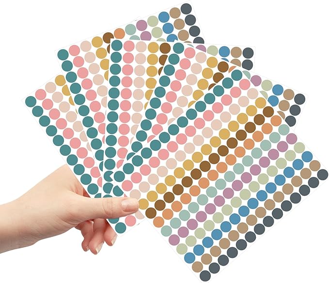 REGELETO Boho 4200 PCS 0.75 Inch 12 Colors Round Colored Dot Stickers for Toddlers Teaching Papers, Color Coding Labels, Circle Dots Stickers for Office and Student Classroom (25 Sheets)