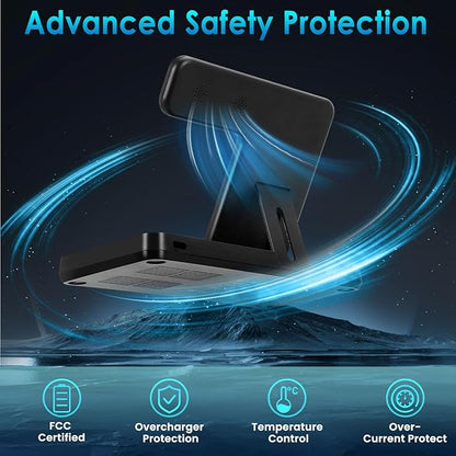 Wireless Charger, 3 in 1 Charging Station for Multi Devices, Charging Stand Dock for iPhone 8-16 Series, Apple Watch, AirPods Pro 3 2 with Adapter (Black)