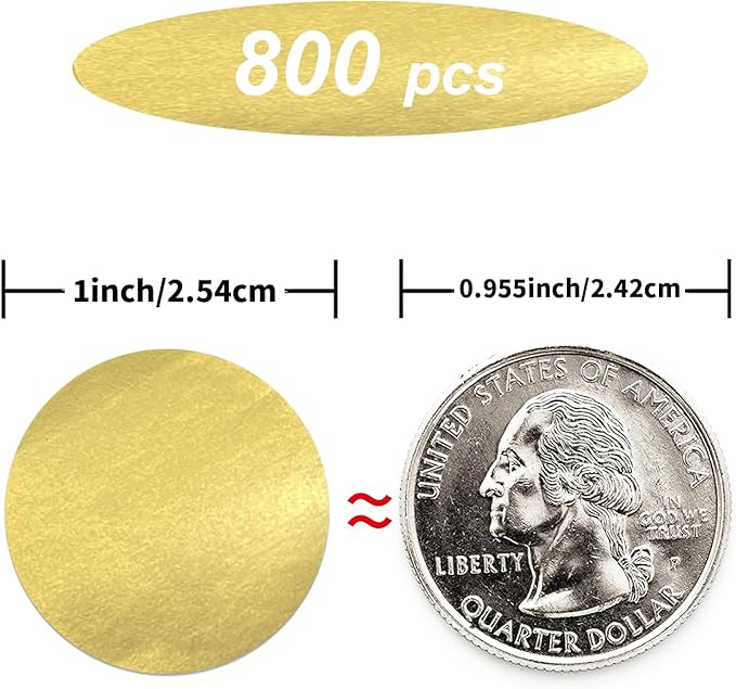 Starboling dot Stickers,800Pcs 1inch Gold Round Coding Label,Circle Stickers,Can Writing for Office,Student Classroom and Other Scenarios