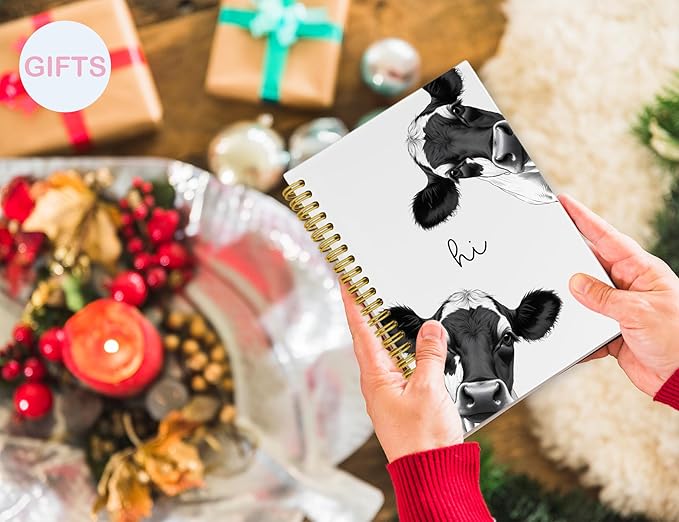 Cow Notebook Journal,Cow Gifts for Women Cow Lovers,Cute Girly Gifts Notebook Journal for Women Teen Girls Kids,Hardcover Spiral Notebooks Journals for Writing, 5.5x8.3 Inch