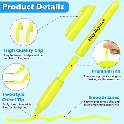 KIZZYEA Highlighters, 60 Pack Yellow Highlighters Bulk, Bright Color Chisel Tip & Dry-Quickly, No Bleed Highlighter Markers for Adult Kids, School Supplies for Teachers, Office Classroom Must Have