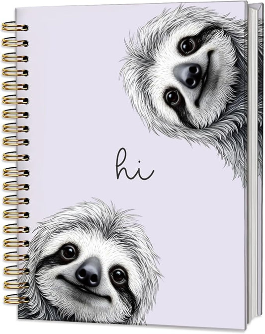 Sloth Notebook Journal,Purple Cute Animal Notebook Journal for School Women Teen Girls Kids,Gifts for Sloth Lovers,Hardcover Spiral Notebooks for Work Notes Journaling,5.5x8.3 Inch