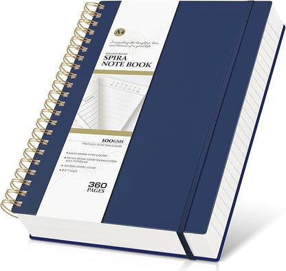 Spiral Notebook Journal College Ruled 8.5''x 11'', 360 Pages Lined Thick Journals for Women Men, A4 Large Spiral Notebooks with 100GSM Paper, Spiral Journaling for Writing Work, School Blue