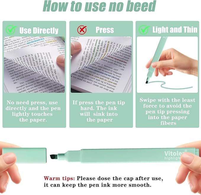 Highlighters, 8 Pack Aesthetic Highlighters, Assorted Colors, Chisel Tip, No Bleed Bible Highlighter Pastel for Journaling Office School Bible Study Supplies