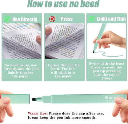 Highlighters, 8 Pack Aesthetic Highlighters, Assorted Colors, Chisel Tip, No Bleed Bible Highlighter Pastel for Journaling Office School Bible Study Supplies