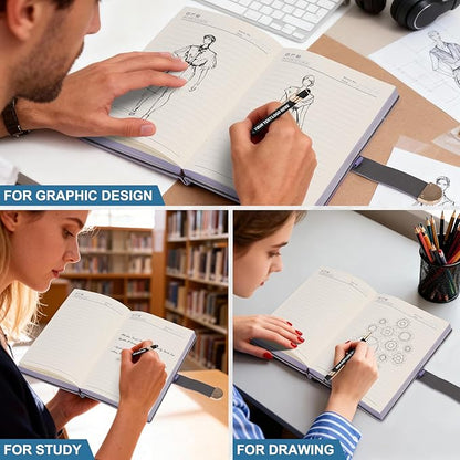 ENOMY Personalized A5 Notebook Set 300 Pages Custom Notebook PU Leather Personalized Journal with Storage Pocket for Writing College Office Business Gift, Blue