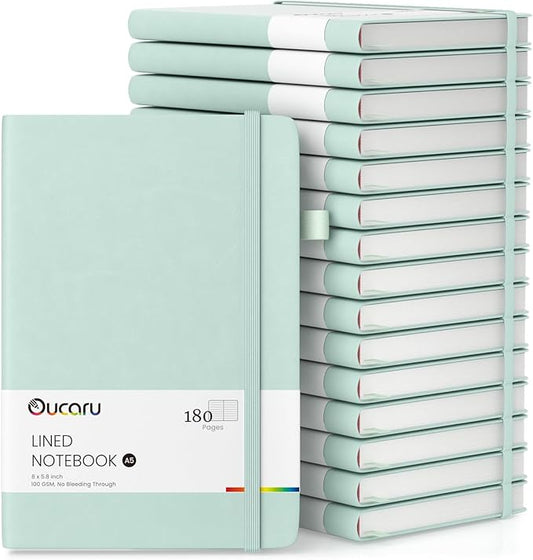 Oucaru Lined Journal Notebook, 16 Pack, 180 Pages, A5 Journals for Writing, 100 GSM Thick Paper, Small Notebooks Daily Journal for Women Men Work, Business, School, Travel Supplies