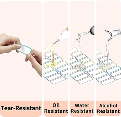 STARLIBOO Removable Labels, Removable Colored Labels Stickers, Self-Adhesive Rectangular Stickers Water/Oil/Tear Resistant for Storage/Classroom/Home (2 Size, 300 Labels)