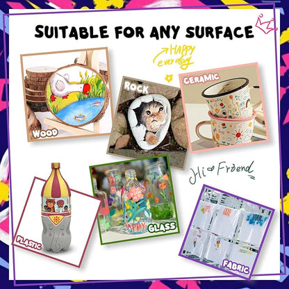 24 Colors Dual Tip Acrylic Paint Markers,Fine Tip and Brush Tip Permanent Acrylic Paint Pens For Rock Painting, Canvas, Wood, Glass, Ceramic, Fabric, Plastic, Egg, Scrapbook,Art Painting Supplies Kit