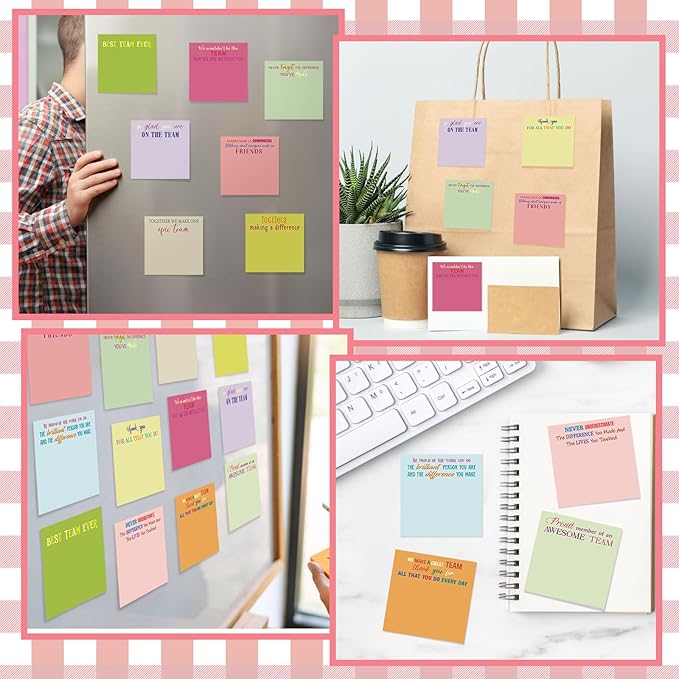 Yinder 24 Pcs Employee Appreciation Sticky Notes Xmas Gift Bulk Motivation Note Pads Mini Inspirational Note Gift for Teacher Nurse Staff Coworker Office Supply 3 x 3'' (Appreciation,Vivid)
