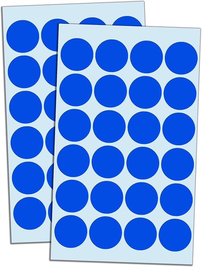 1200 Pack, 1" Round Dot Stickers Circle Labels - Blue