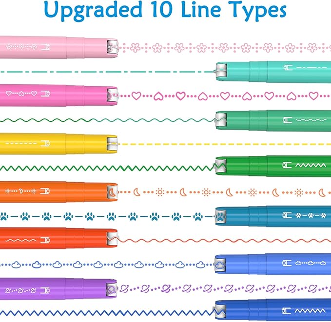 AECHY 12Pcs Dual Tip Markers Pens for Note Taking, Curve Highlighter with 10 Different Curv Shapes & 12 Colors Fine Lines, Colored Curve Pen for Students,Planners,Teachers, Scrapbook Supplies