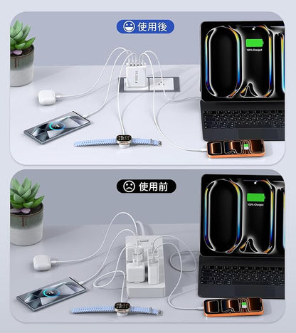 [2-Pack] USB C Wall Charger, 60W USB C Charger Block 5-Port PD Fast Charging Blocks + QC Power Adapter Brick Cube Multiport USB A Plug,Type C Cube for iPhone 17/16/15/14/13/12/Pro,Samsung,for Switch