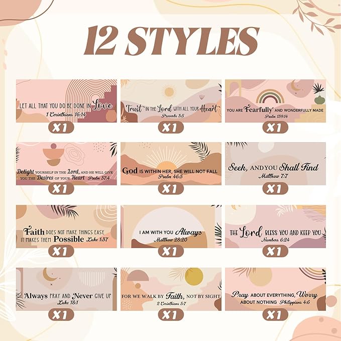 12 Pcs Christmas Bible Verse Ballpoint Pen Boho Christian Pens for Women Inspirational Quotes Smooth Writing Pen 1.00 mm Black Ink Ballpoint Christian Gift for Office Supplies