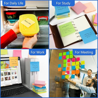 NESCCI Sticky Notes,10 Pads,3x3 Inches, Colorful Self-Stick Notes Pads, Office Supplies,Perfect for Office, Study, and Daily Life Organization,100 Sheets/pad