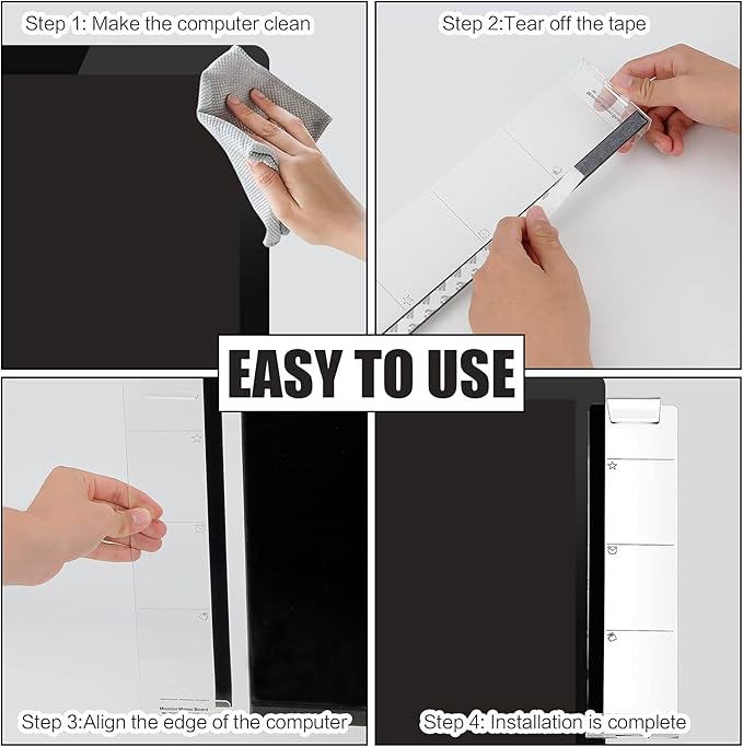 Office Desk Accessories 2pcs Multifunction Computer Monitor Memo Board - Transparent Computer Side Panel Memo Creative Monitor Side Panel Suitable for Office Home Desktop (Notepad Sticky Notes Set)