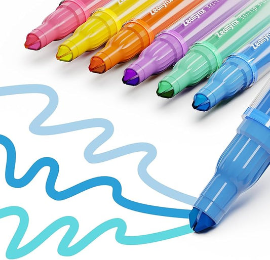 18-Color Triple-Tip Highlighters Assorted Colors, 6 Pack No-Bleed Highlighters with 3 Tips Per Pen for Journaling, Note Taking, Drawing & Planning