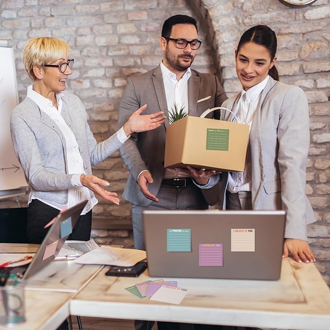 Yinder 12 Pcs Employee Appreciation Sticky Notes Xmas Gift Bulk Motivation Note Pads Mini Inspirational Note Gift for Teacher Nurse Staff Coworker Office Supply 3 x 3'' (Appreciation,Neutral Color)