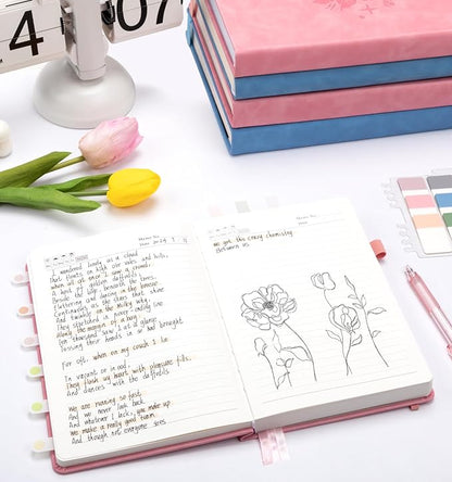 Lined Journal Notebook 365 Pages, A5 Leather Journals for Writing Women & Men, Hardcover Notebook with 100GSM Thick Paper, Daily Journal Notebook for Travel, Work, School, Note Taking, College Ruled