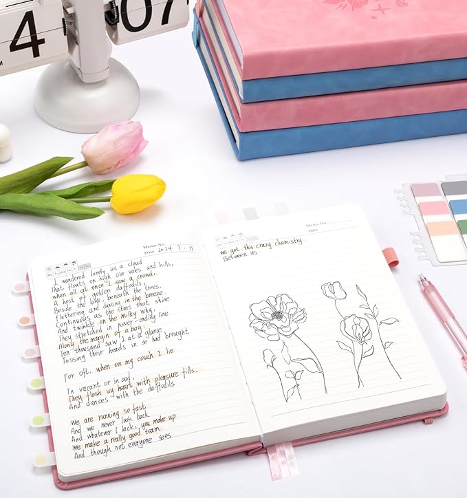 Lined Journal Notebook 365 Pages, B5 Leather Journals for Writing Women & Men, Hardcover Notebook with 100GSM Thick Paper, Daily Journal Notebook for Travel, Work, School, Note Taking, College Ruled