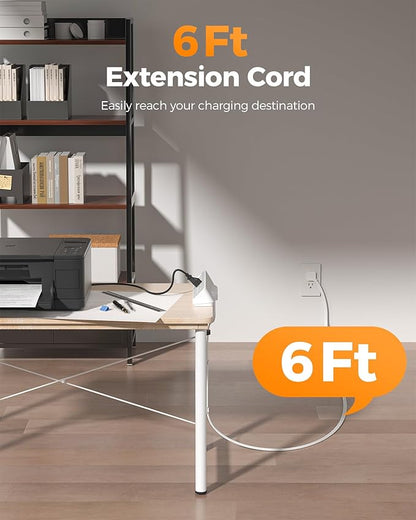 TESSAN Desk Clamp Power Strip 6 Ft, 2100J Surge Protector, 5 Outlets and 4 USB Ports (2 USB C), 1875W, 15A, Flat Plug Extension Cord with Multiple Outlets for Gaming Home Office Dorm Room