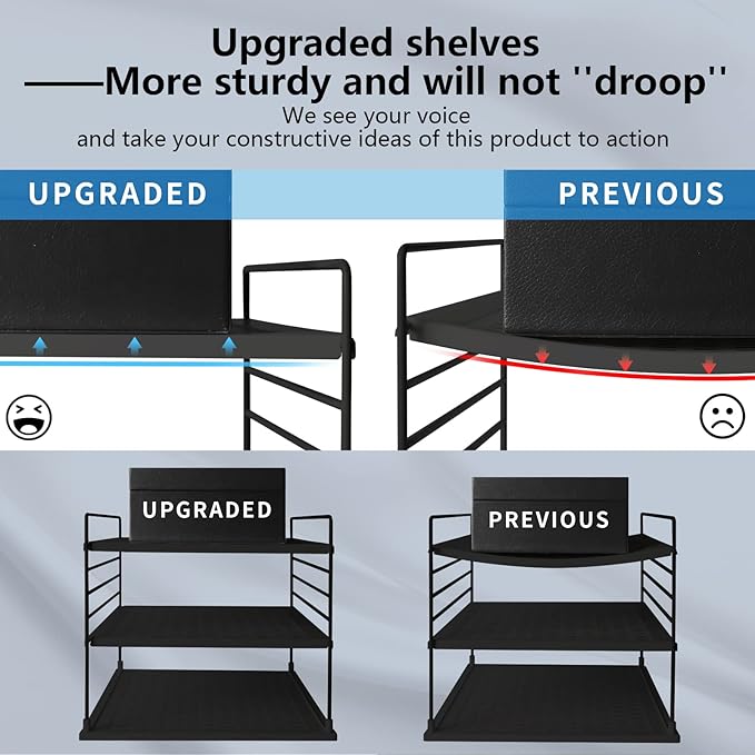 Upgraded Cabinet Organizers and Storage -Divided Compartment Holder for Plastic Bag, Wrap, Foil, Snack and Box for Kitchen and Pantry Organization and Storage, Kitchen Organization(Black)