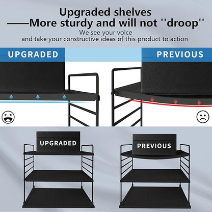 Upgraded Cabinet Organizers and Storage -Divided Compartment Holder for Plastic Bag, Wrap, Foil, Snack and Box for Kitchen and Pantry Organization and Storage, Kitchen Organization(Black)
