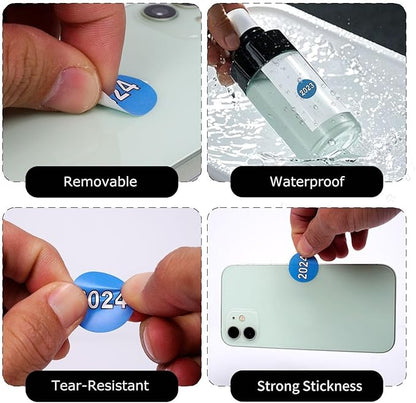 500 PCS 2024 Dot Stickers Roll 1 Inches Round Vinyl Color Coded New Year Labels Self Adhesive Waterproof Bookmarks for File Folders Charts Planner Organization Number Tabs