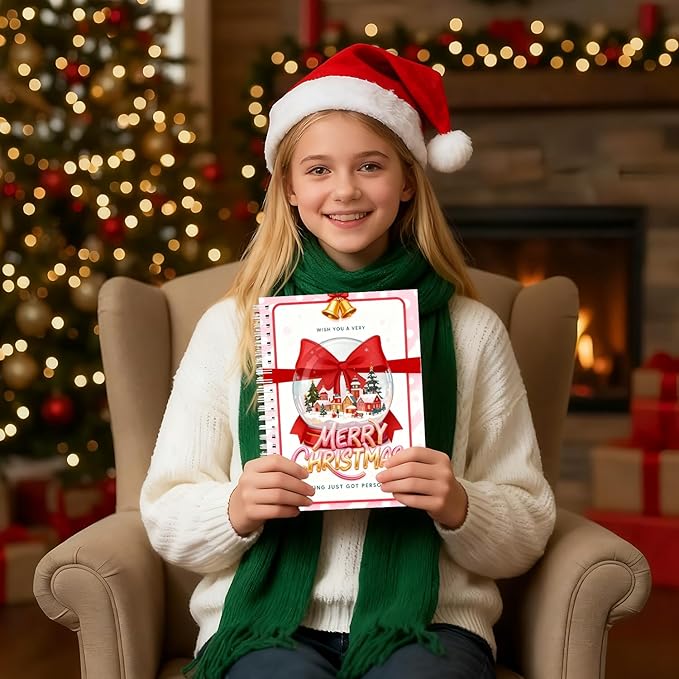 Merry Christmas Gift Card Holder Book - DIY Spiral-Bound with Surprises, College Survival & Graduation Gift, Greeting Card Keeper for Holidays （S17）