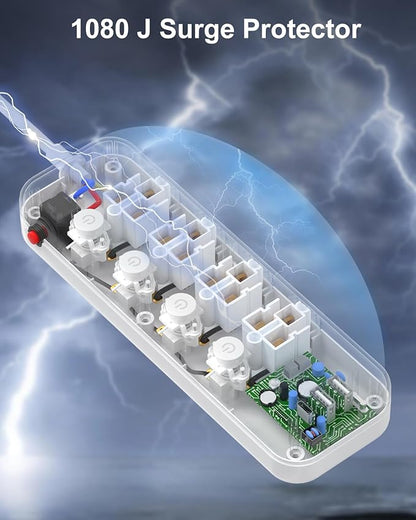 10FT Heavy Duty Extension Cord with Individual Switches on Off, 1875W Appliance Extension Cord with USB Ports, 8 outlets, High Wattage for Microwave, Aquarium, Kitchen, Garage Must Have